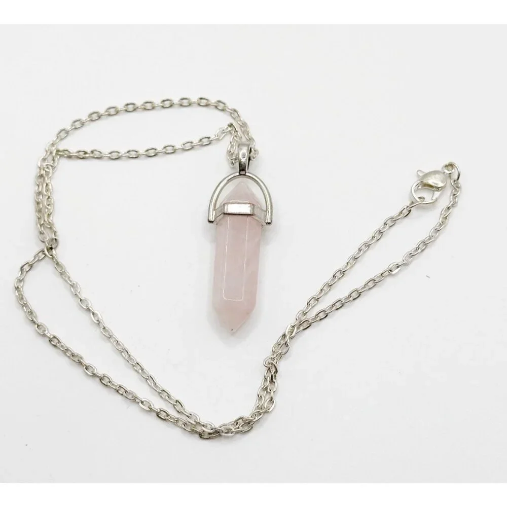 Rose Quartz Point Pendant Necklace‎